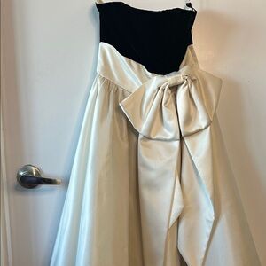 RARE - Vintage Betsey Johnson Strapless Velvet Bodice Bow Dress | Black & Ivory